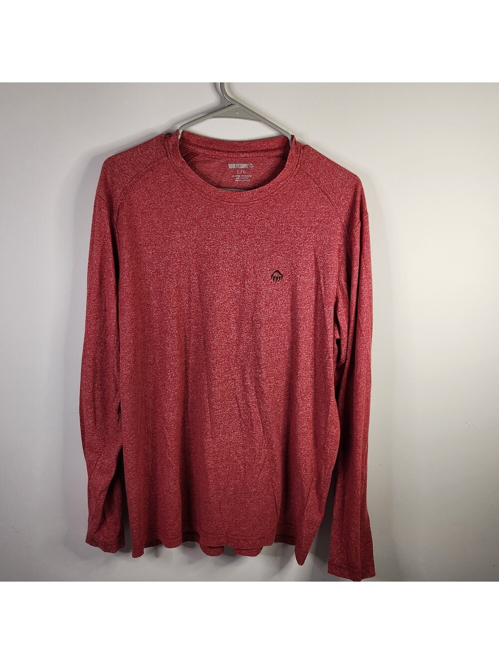 Wolverine Men's Long Sleeve Red Heathered Shirt Large